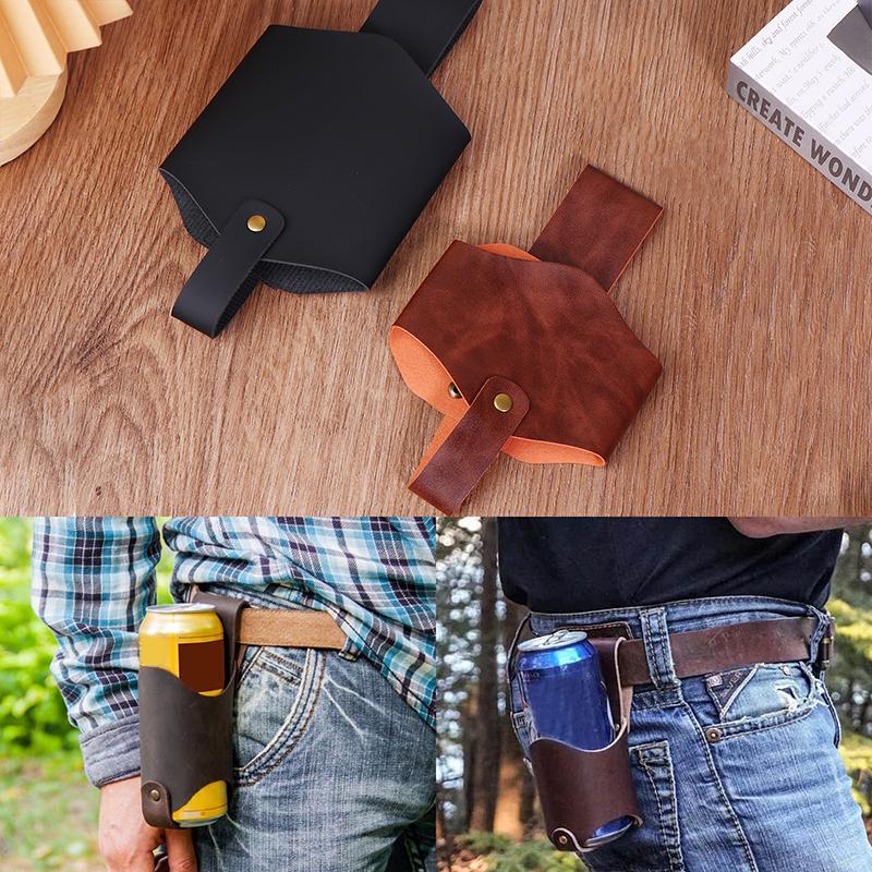 PU Leather Beer Bottle Waist Holster Portable Beer Belt Bag Handy Wine Bottles Beverage Can Holder