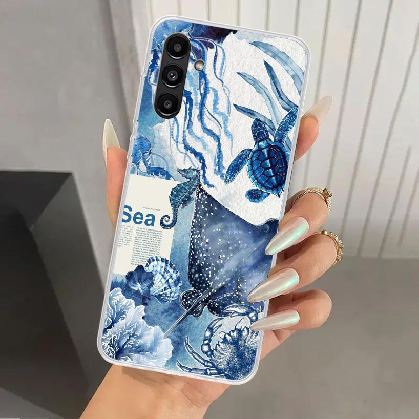 Ocean Starfish Sea Turtle Shark Phone Case for Samsung Galaxy A17 A16 A37 A26 A36 A57 A56 A15 A25 A35 A55 A14 A24 A34 A54 A13 A2