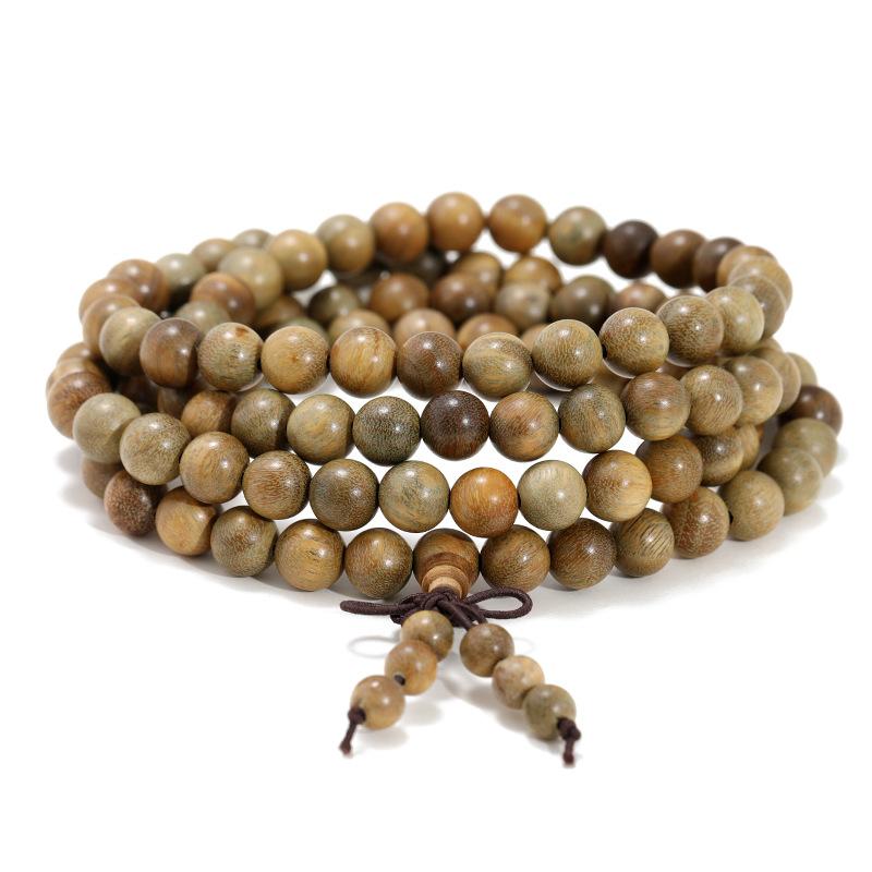 Natural green sandalwood 108 bracelets men and women versatile sandalwood Buddha beads couple rosary beads Wenwan bracelet