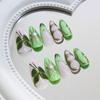 Three-Dimensional Manicure Piece, Eye Fake Nail, Dark Green Butterfly Wearing Nail Piece, Removable Manicure Piece, Drill 24 Pieces