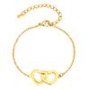Wind Stainless Steel Plated 18K Gold Flat Cross Chain Double Heart Interlocking Bracelet Women'S Jewelry Br-2199