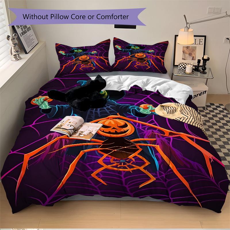 

3pcs Spider Web Print Duvet Cover Set - Includes 1 Duvet Cover and 2 Pillowcases, No Quilt Core, All-Season Home Decor yy251111006 135x200cm