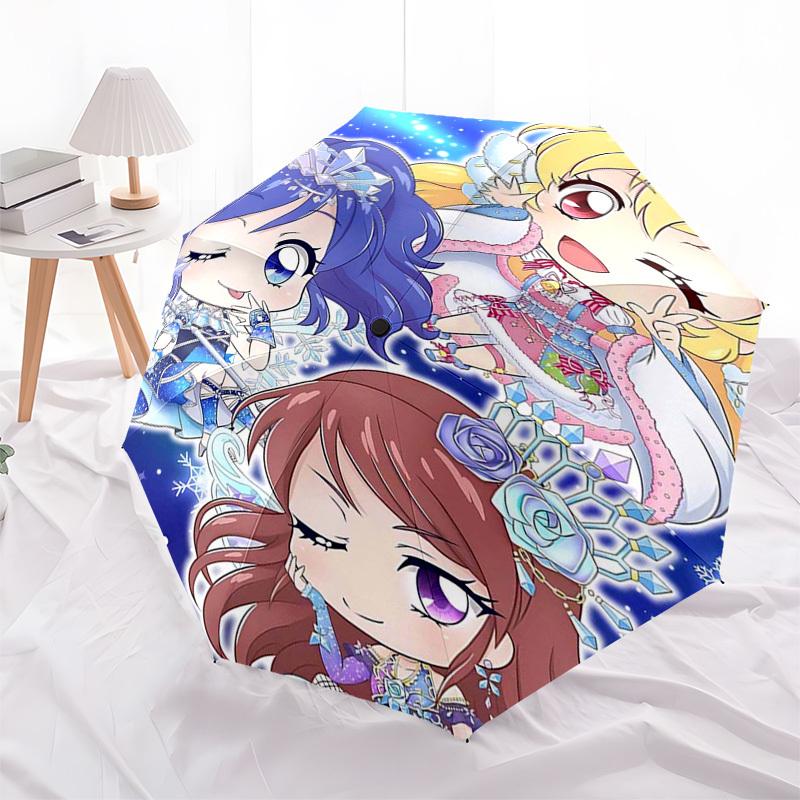 

1pc Chibi Characters Outdoor Umbrella - Automatic Opening/Closing, Portable 3-Fold Design with Iron Frame - Perfect Gift for Fans, Travelers, Daily Us