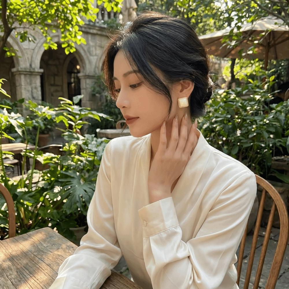 Acrylic Metal Material Acrylic Stud Earrings Minimalist White Fashion Jewelry Gifts