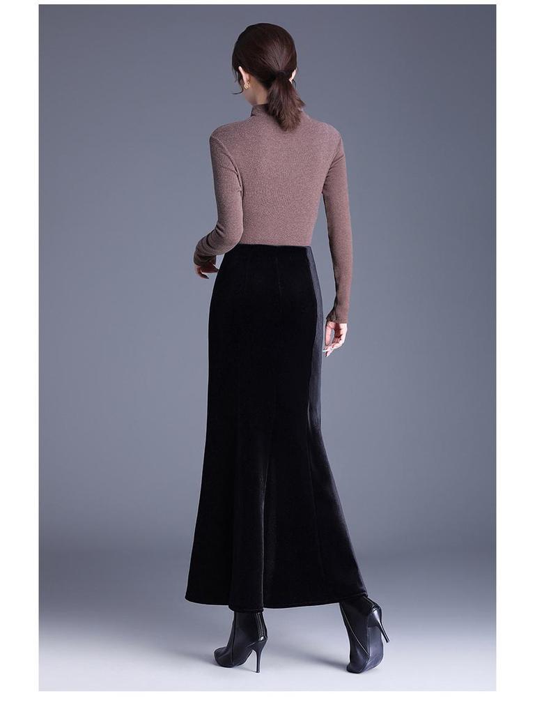 Eleganter High Waist Gold Samt Meerjungfrauenrock