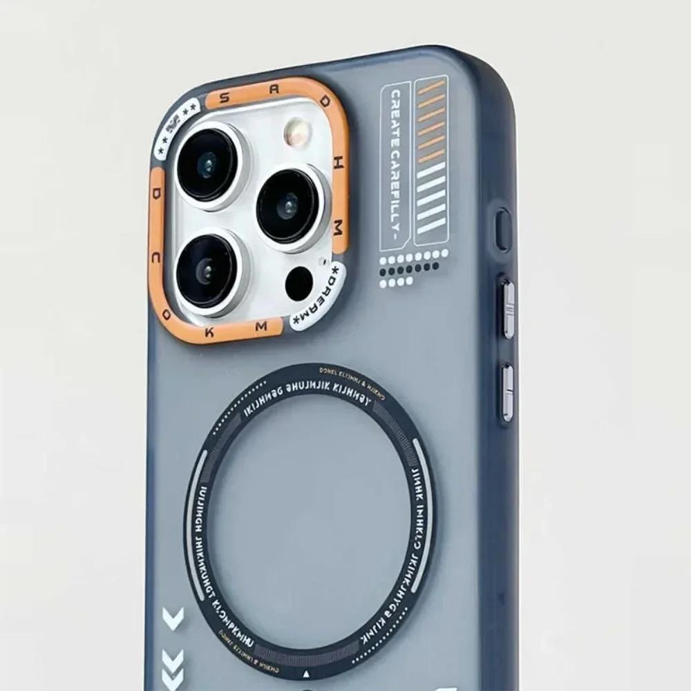 Matte Magnetic Case for iPhone 16/15/14/13/12 Pro Max - Magsafe Wireless Charging Cover with Frosted Back & Metal Lens Frame
