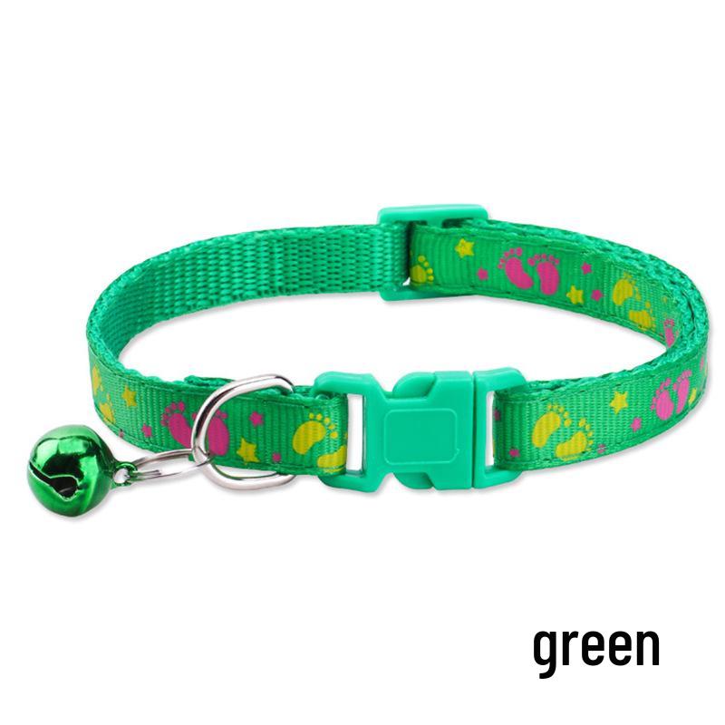 Multi-Color Adjustable Pet Collar with Bell for Cats and Dogs - New Fashion Paw Print Design