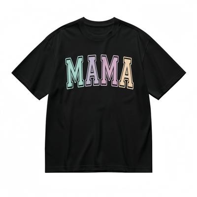 Women's Fashion Soft Comfy Classic T-Shirt Rainbow Mama Letter  Cotton Tee