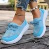 Fashion Summer Bright Color Knitted Mesh Sneakers Woman Comfortable Lace-up Net Sport Shoes Ladies Purple Grey Casual Flat Walk Shoes