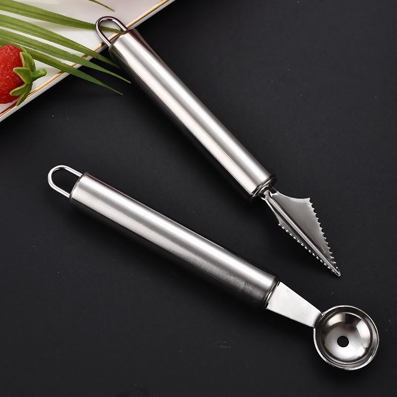 Stainless Steel Multifunctional Fruit Baller & Carving Knife with Round Handle