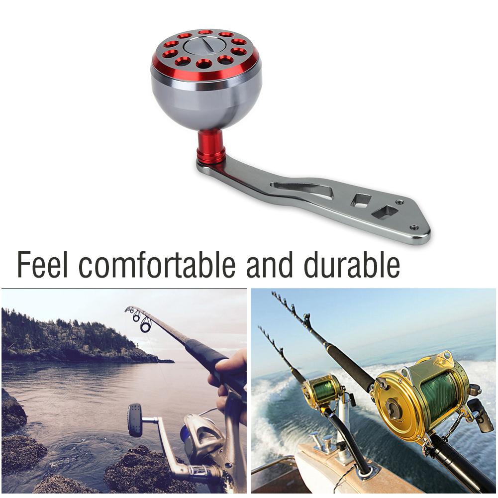 1Pc Durable Metal Handle Part Accessory for Abu Round Baitcast Fishing Reel(Red)