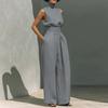 2026 Cross-border Foreign Trade European and American Women's Wear: Spring/Summer New Fashionable Cotton-Linen Sleeveless Long Pants Casual Set for Wo