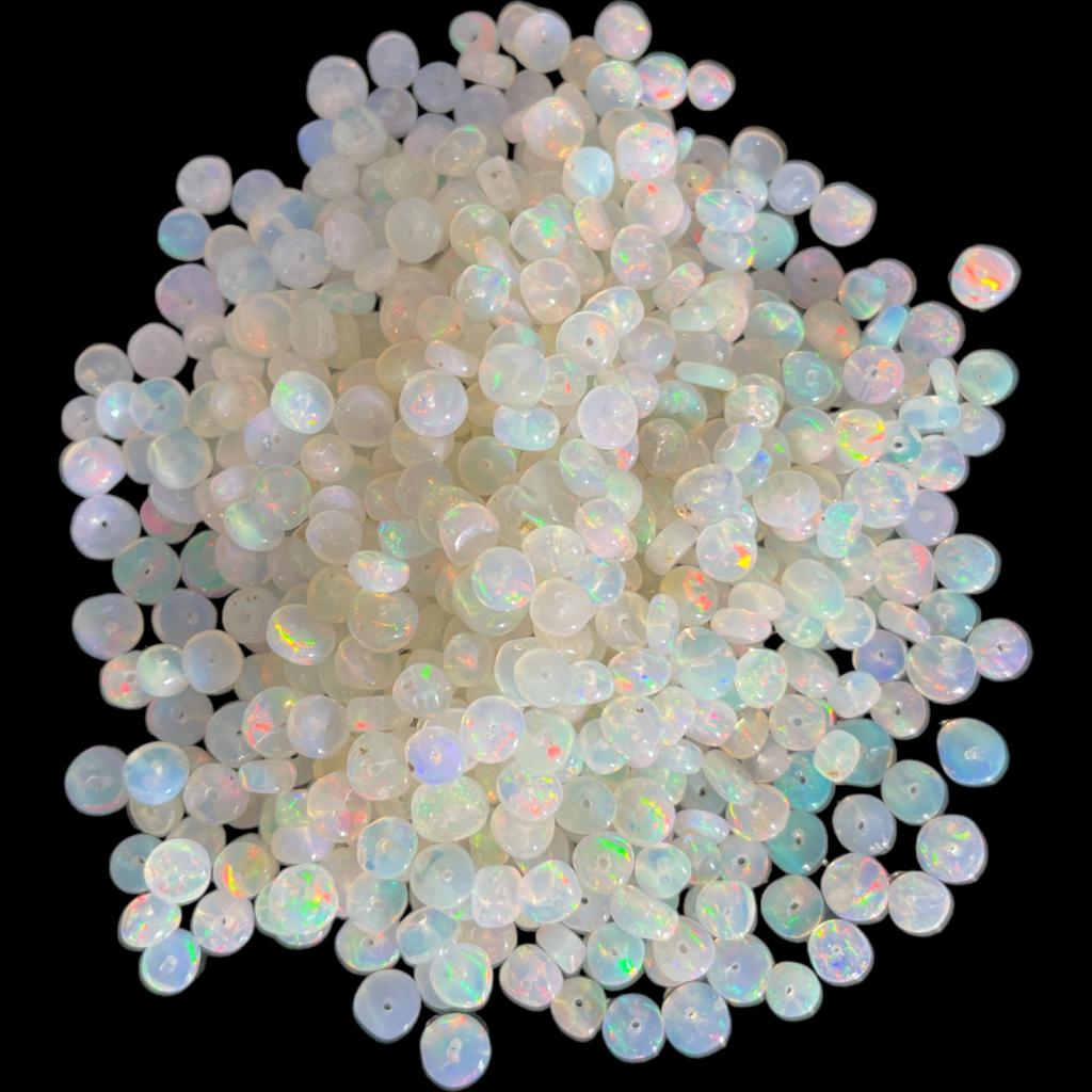 Ethiopian Opal Beads: Natural White Rondelle Gemstone Beads (3-4mm)