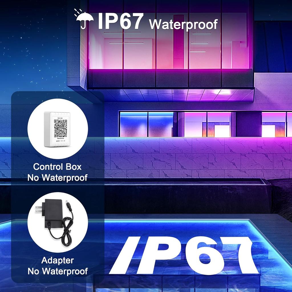 Nexillumi 32.8FT Neon LED Rope Lights IP67 Waterproof LED Lights for Bedroom Flexible LED Light Strip with Remote and APP Control RGB Lighting Strip