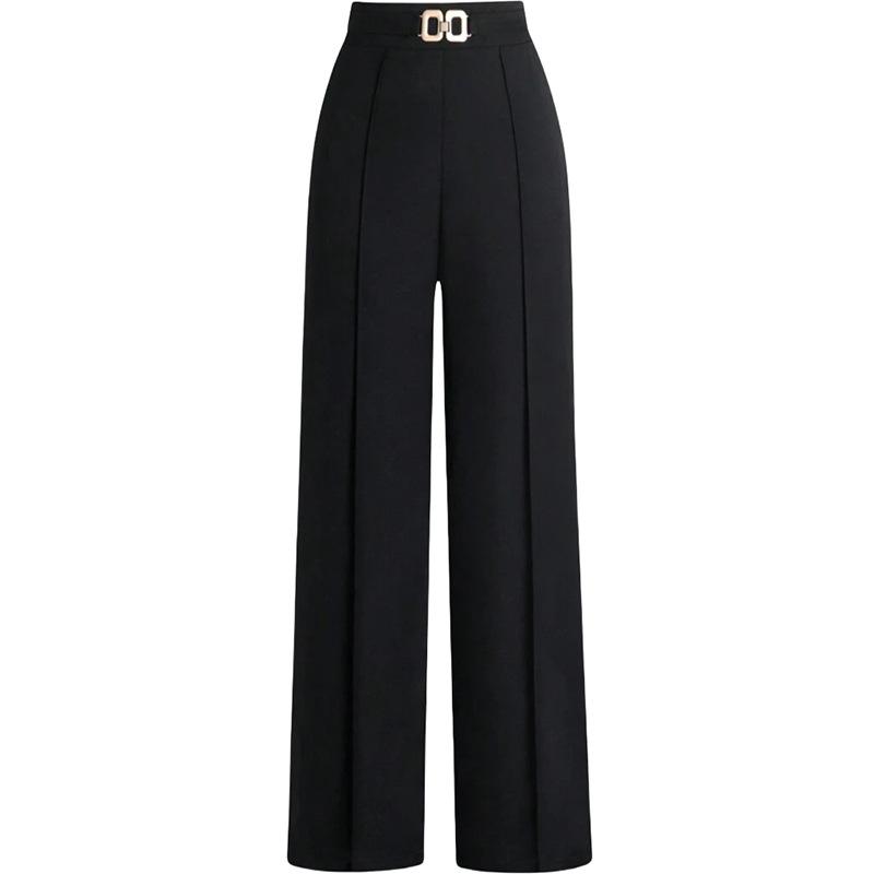 Women's High Waist Wide Leg Pants with Drawstring Waist and Pleats Multi Colors
