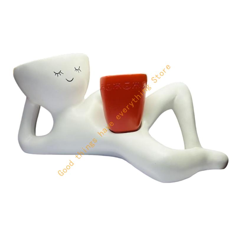 

Creative Desktop Planter Resin Flowerpot Decoration For Miniature Indoor Garden 55KF червоний