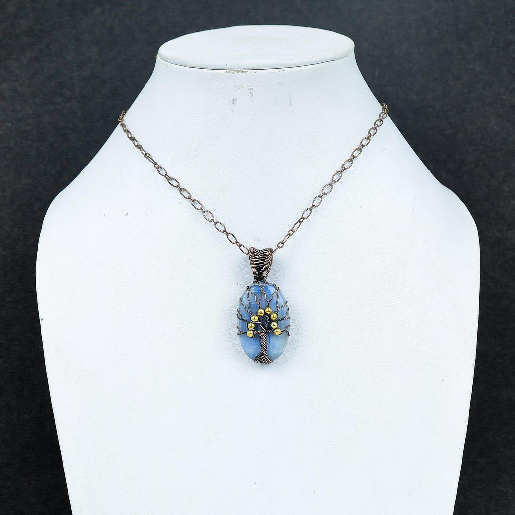 Kyanite 999 Copper Wire Wrapped Pendant, Handmade Gemstone Pendant Jewelry, Gifts For Wife Brand New Pendant