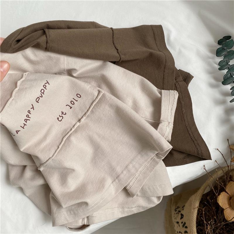 Korean-Style Unisex Children's Patch Print Long-Sleeve T-Shirt