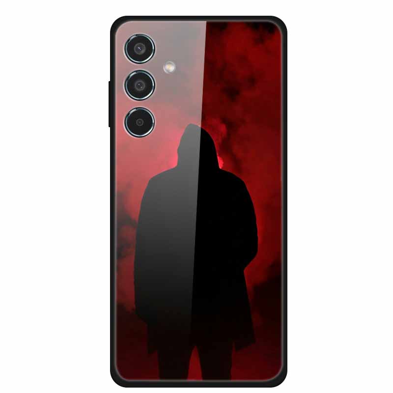 Glass Cellphone Case For Samsung Galaxy M35 Hard Plastic Back Cover For Samsung M 35 Flowers Painted Cases Fundas Shell Shield