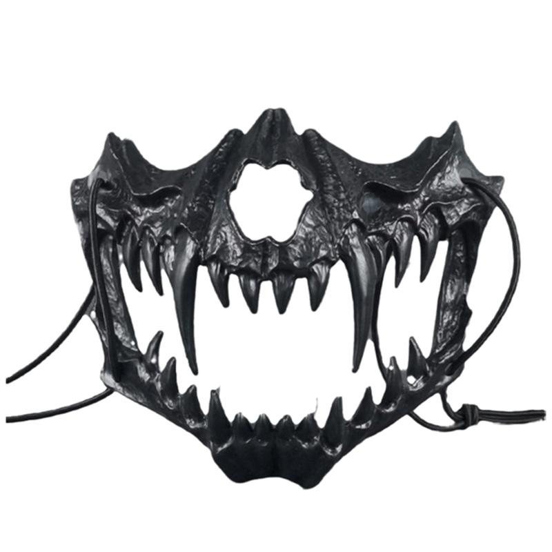 Japanese Halloween Anime Half Face Mask Animal Skeleton Mask Dragon God Skeleton Cosplay