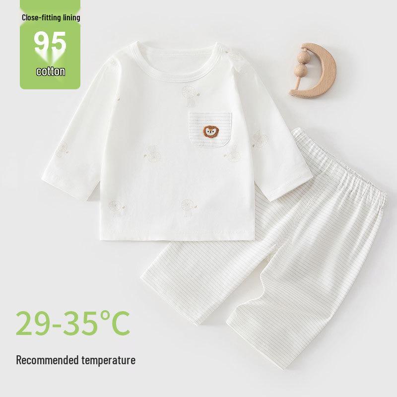 Cute Lion Cotton Baby Pajama Set - Summer Thin Air Conditioning Suit