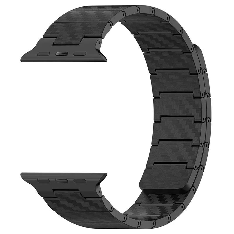 Carbon Fiber Strap+PC Case For Apple Watch Band Ultra 2 49mm 45mm 41mm 44mm 40 42mm Magnetic Bracelet iWatch 9 8 7 6 5 4 3 SE