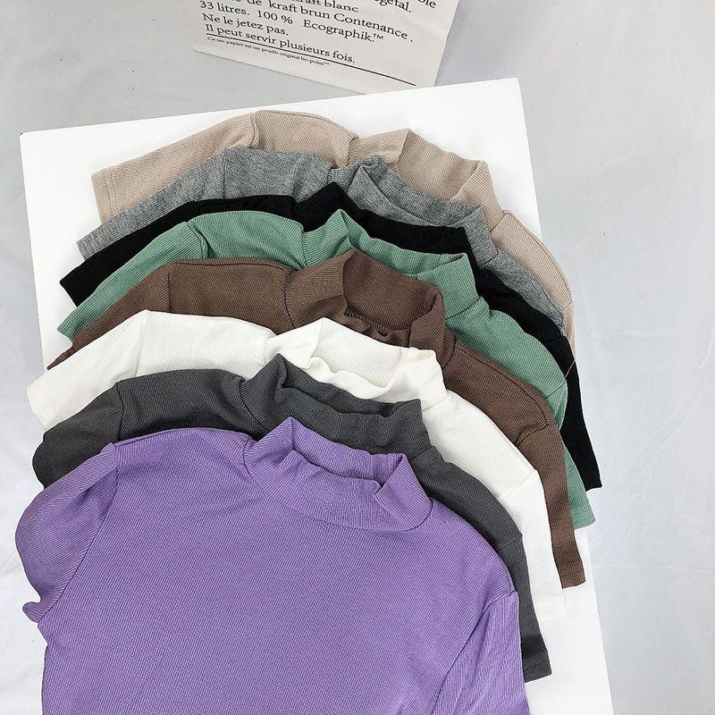 European & American Style High-Neck Slim-Fit Short-Sleeve Women's Crop Top