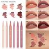 YOUNG VISION Sada matných 6barevných tekutých tužek na rty Sponge Tykev Head Mist Nude Lipstick Pen