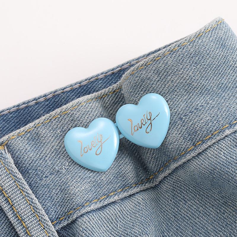 2 шт. затягивающаяся пряжка на талии в форме сердца регулируемая джинсовая затягивающаяся кнопка на талии