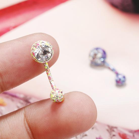 Kroppspiercingsmykker Krystall Rhinestone Blomsterhengende Knapp Mage Navlepiercing Bar