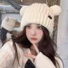 Cute Bear Knitted Wool Hat For Cycling Warm Cartoon Earmuffs Autumn And Winter