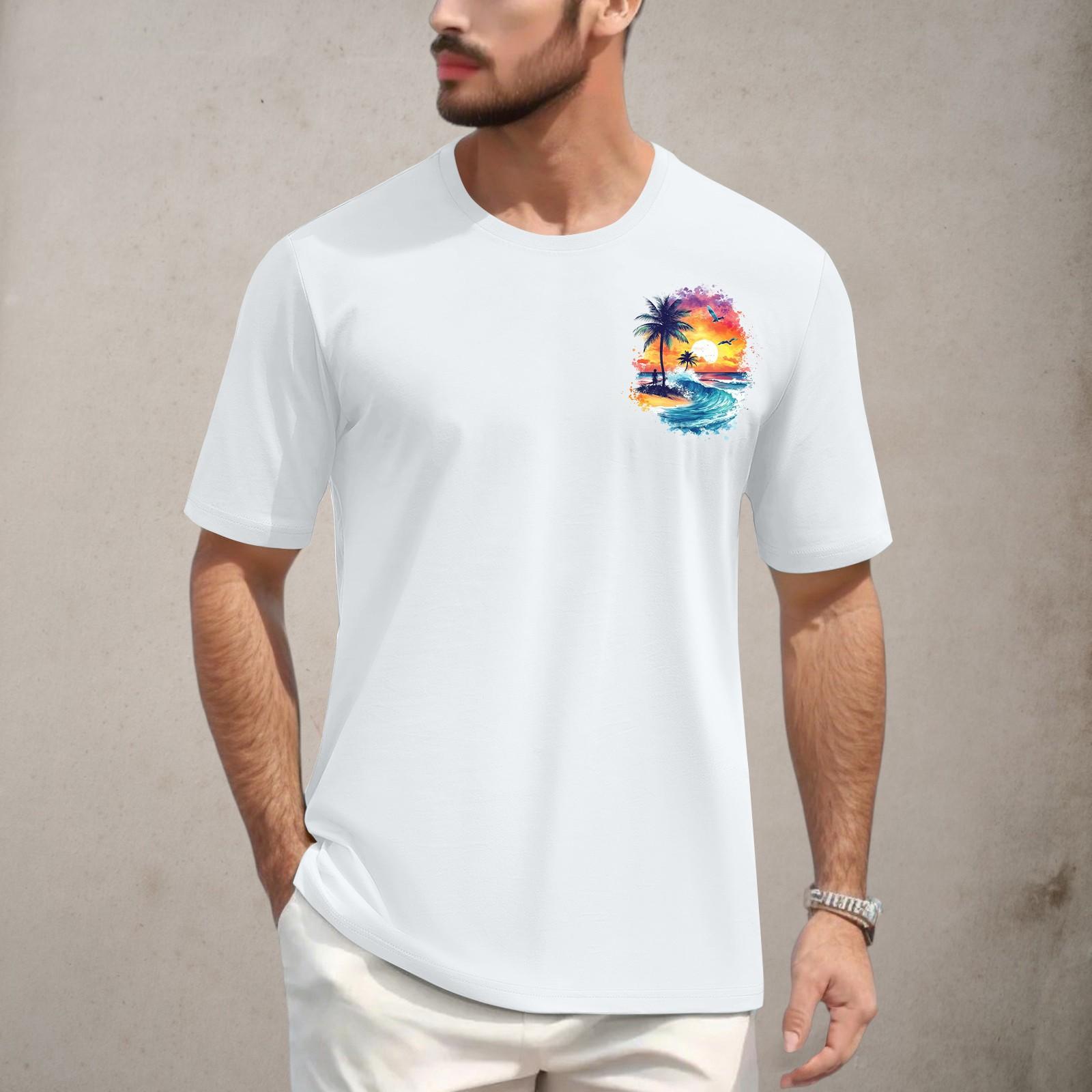 

Мужская повседневная футболка с круглым вырезом и коротким рукавом с принтом XXL белый