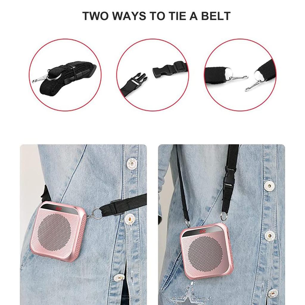YCWF Teacher Voice Amplifier Portable Microphone Speaker PA System Rechargeable Rose Gold Outdoor Education Meetings Presentations