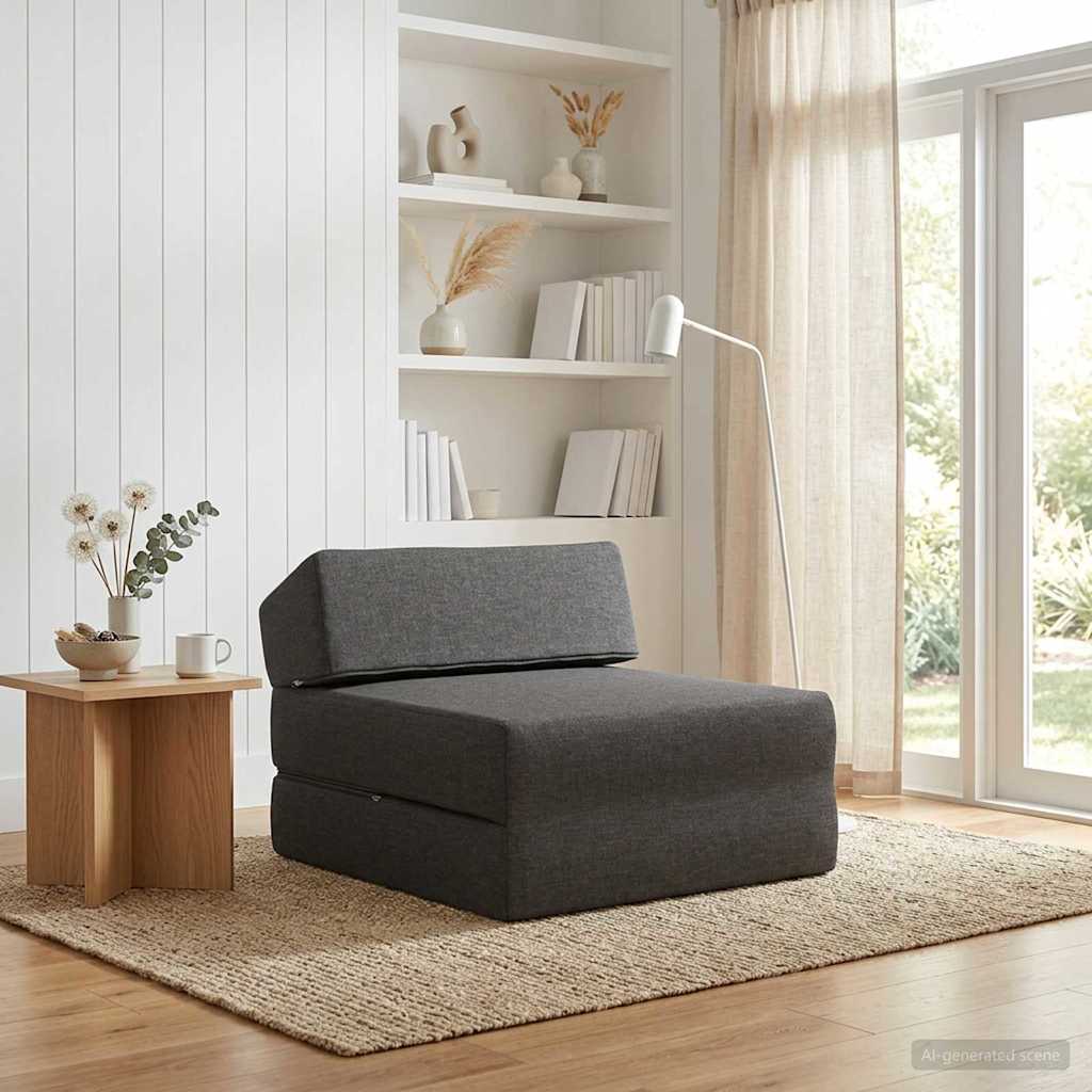 Folding Sofa Bed Dark Grey 60 x 70 x 41 cm Fabric