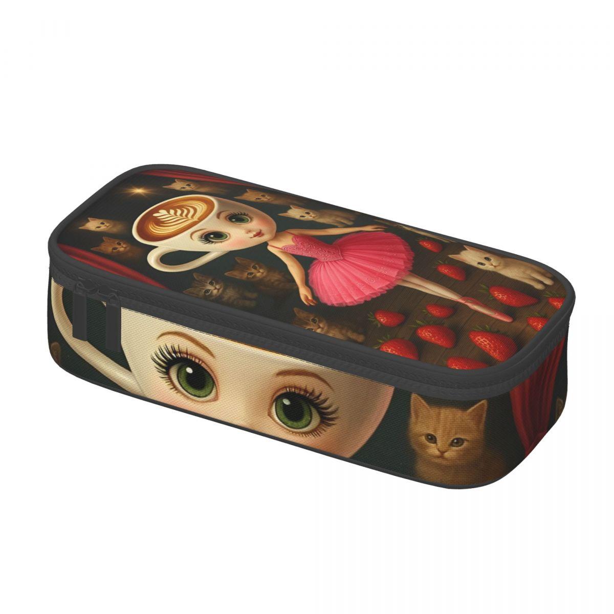 Balerina Capuchina Thug Thug Thug Sahur Etui Leuke Pennen Etui Meisjes Jongens Grote Capaciteit Schoolbenodigdheden Cadeau Etuis (black,M)