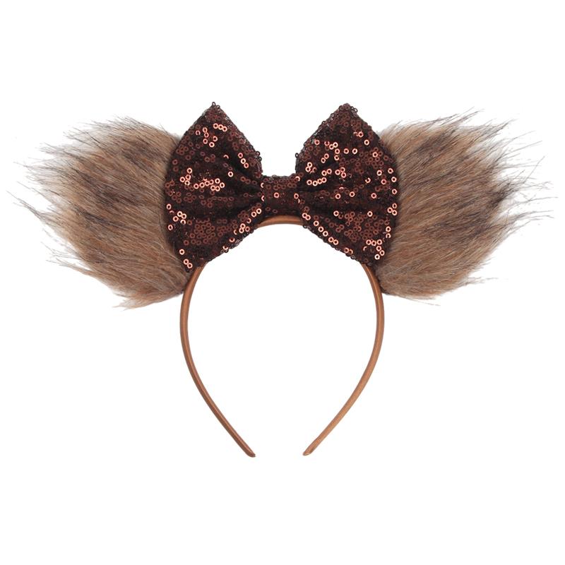 Fashion New Brown Beauty And Beast Mouse Ears Headband 5" Headwear Boys Girls Festival Party Hair Accessories Women Gift