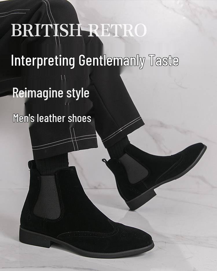 Men's Frosted Leather Martin & Chelsea Boots - High-Top, Plus Size, Autumn/Winter 2025 Fashion
