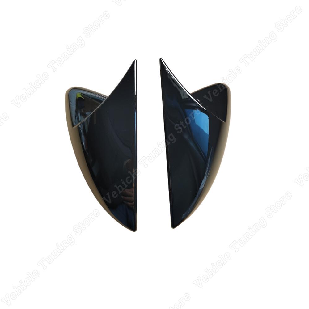 For Volkswagen POLO MK6 2pcs Gloss Black Car Rear View Mirror Cover Caps Trim Shell Frame POLO 6 MPI GTI GTD TSI TDI