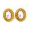 European Retro Titanium Pearl Oval High-End Earrings for Women