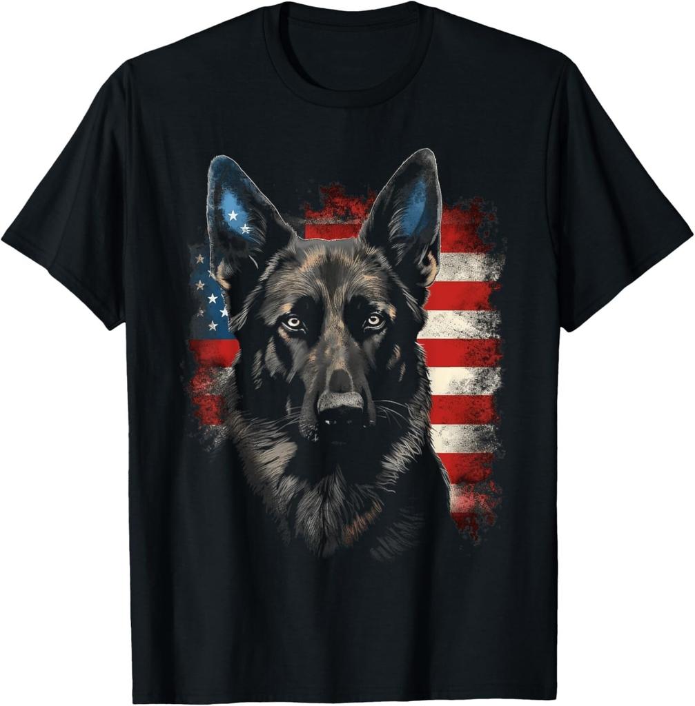 Patriotic Black German Shepherd American Flag Dog Gifts Tees Gift Unisex T-Shirt