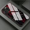 Dark Red Spider Web  Tempered Glass Phone Case for iPhone 17 Pro Max 11 12 13 Pro 16 15 14 Plus 16E 17Air X XR XS 7 8 SE2 Cover