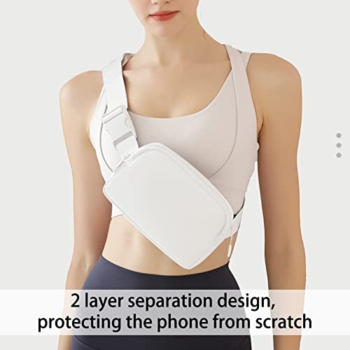 Ongwan Sports Belt Pouch, Large Capacity Adjustable Waist Belt Bag, 60-120cm (White)
