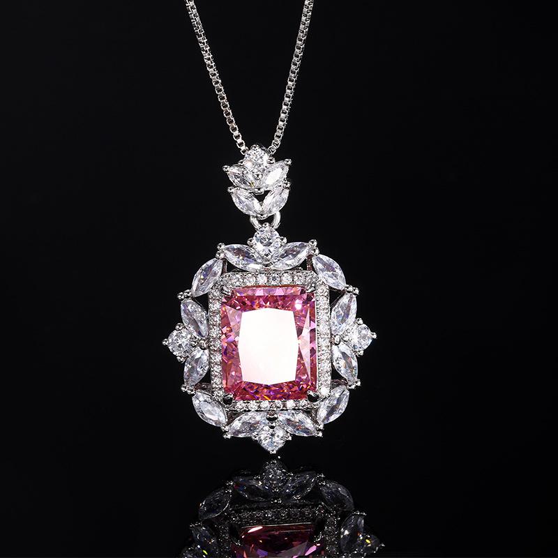 Jewelry High Carbon Diamond Ice Flower Cut Deep Pink Diamond Copper Inlay Premium Set 10 * 12-6 * 8