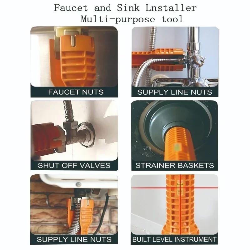 Cheie sanitară multifuncțională pentru podeaua pelviană Manșon conducător Dezasamblare Robinet Conductă Chiuvetă Instrument de instalare Doar sanitar