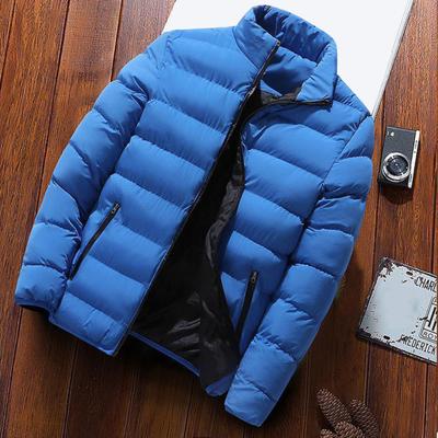Herren-Wintermantel, gepolstert, dick, einfarbig, Reißverschluss, Stehkragen, lange Ärmel, winddicht, weich, warm, kältebeständig, Herrenjacke