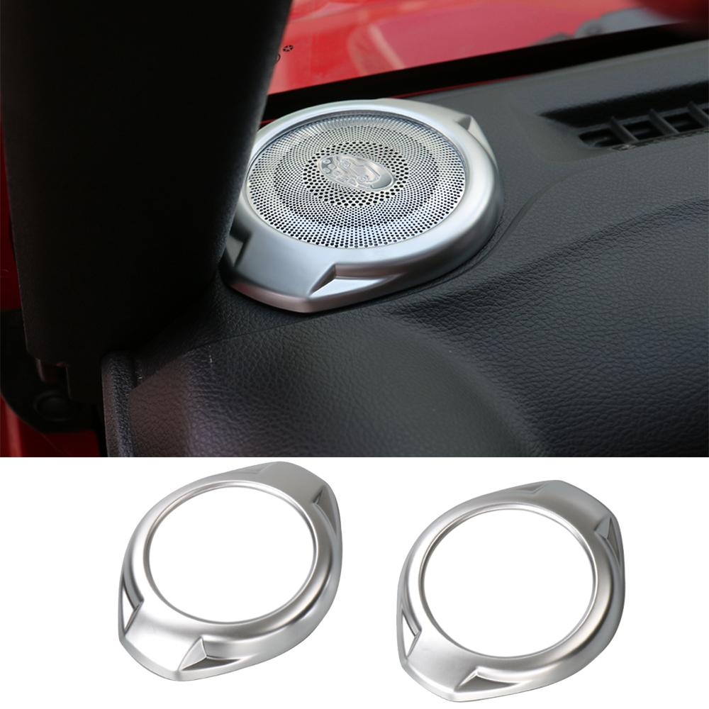 Car A-Pillar Loud Speaker Decoration Cover Ring Trim Frame Stickers for Jeep Wrangler JK 2015 2016 2017 Interior Accessories