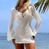 Deep V-Neck Beach Cover-Up Dress Backless Design Bikini Cover-Up Dress  Beach Vacation
