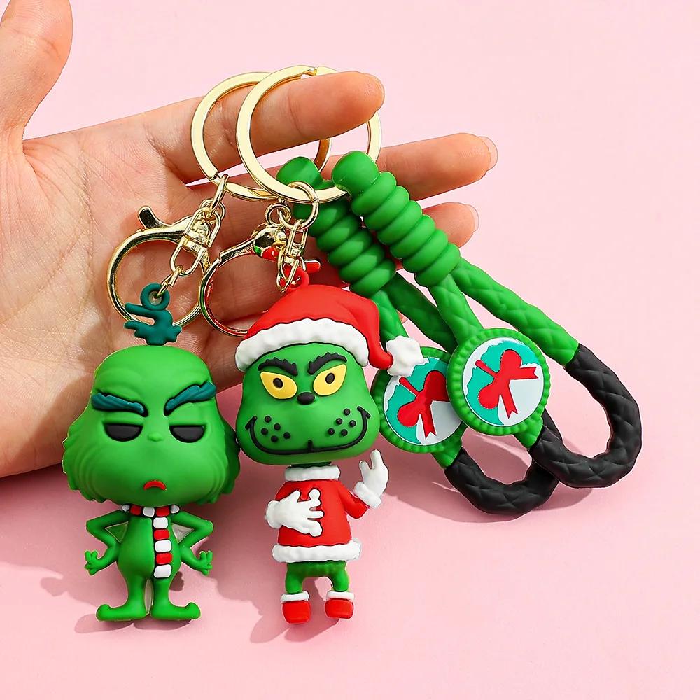 Bambola Grinch esplosione transfrontaliera Nuovo portachiavi ciondolo Grinch di Natale Mostro dai capelli verdi di Natale ornamento