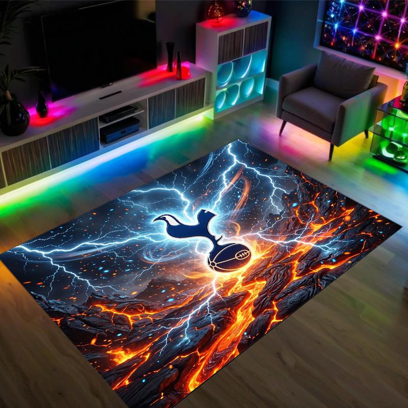 Tottenham Hotspur Design Crystal Velvet Carpet Cozy Non?Slip Printed Rug For Bedroom Living Room Entrance