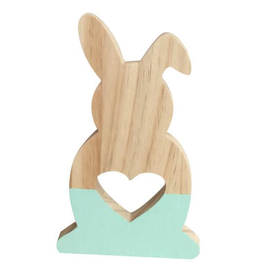 Lovely Hollow Heart Wooden Rabbit Art Craft Children Gift Home Office Decor